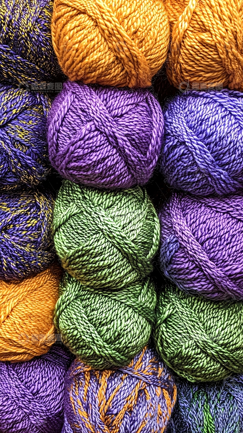 高清大图下载【趣麦麦图】彩色毛线球堆叠