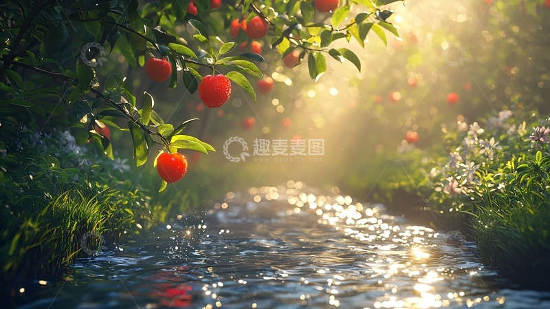 高清大图下载【趣麦麦图】阳光下的苹果树