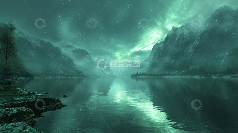 高清大图下载【趣麦麦图】幽暗冰冷的峡湾湖泊