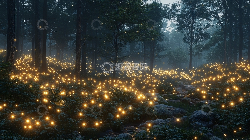 高清大图下载【趣麦麦图】神秘森林萤火虫