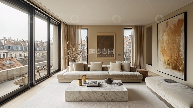 高清大图下载【趣麦麦图】现代极简风客厅