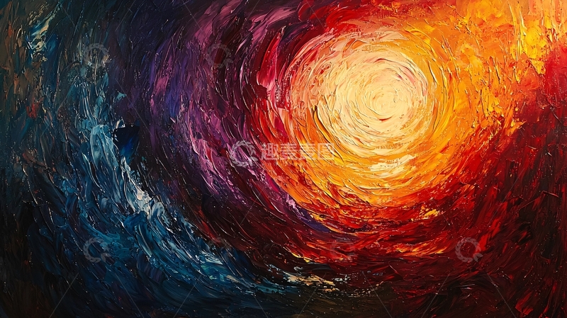 高清大图下载【趣麦麦图】抽象漩涡油画