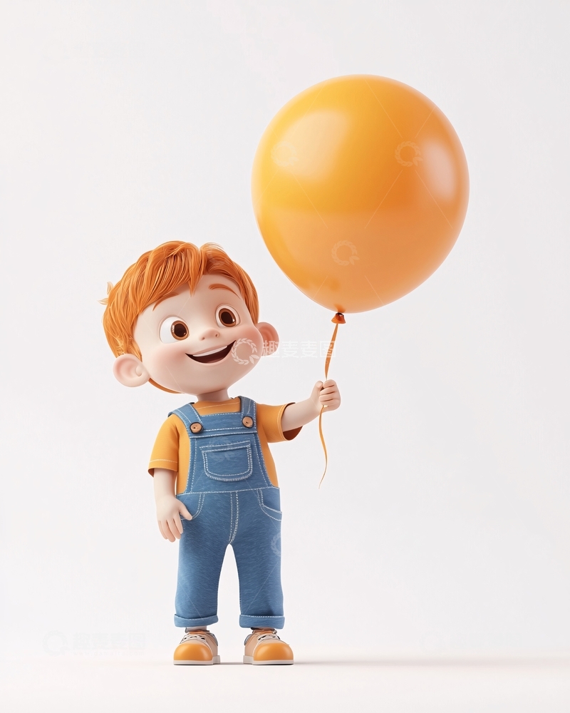 高清大图下载【趣麦麦图】可爱卡通男孩气球