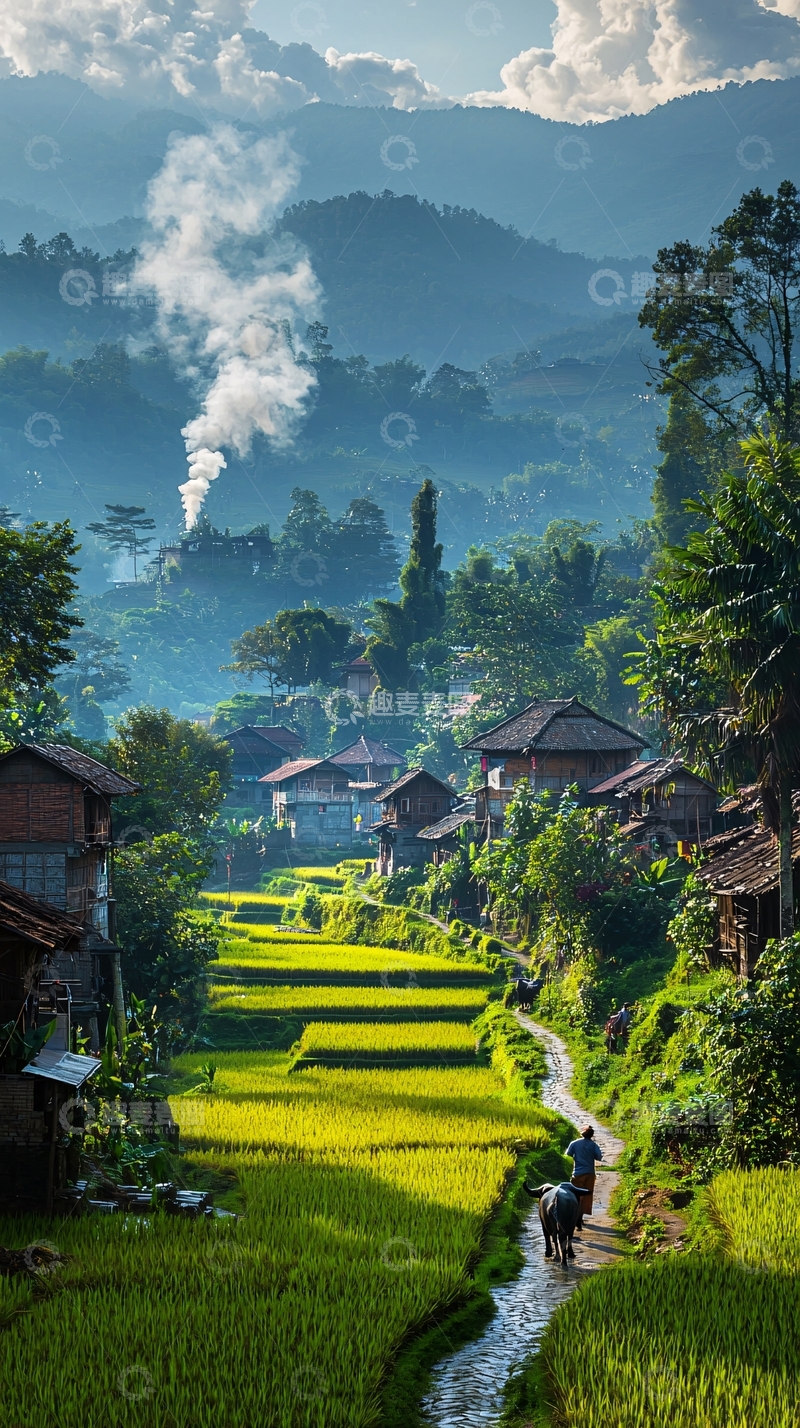 高清大图下载【趣麦麦图】山村梯田景色