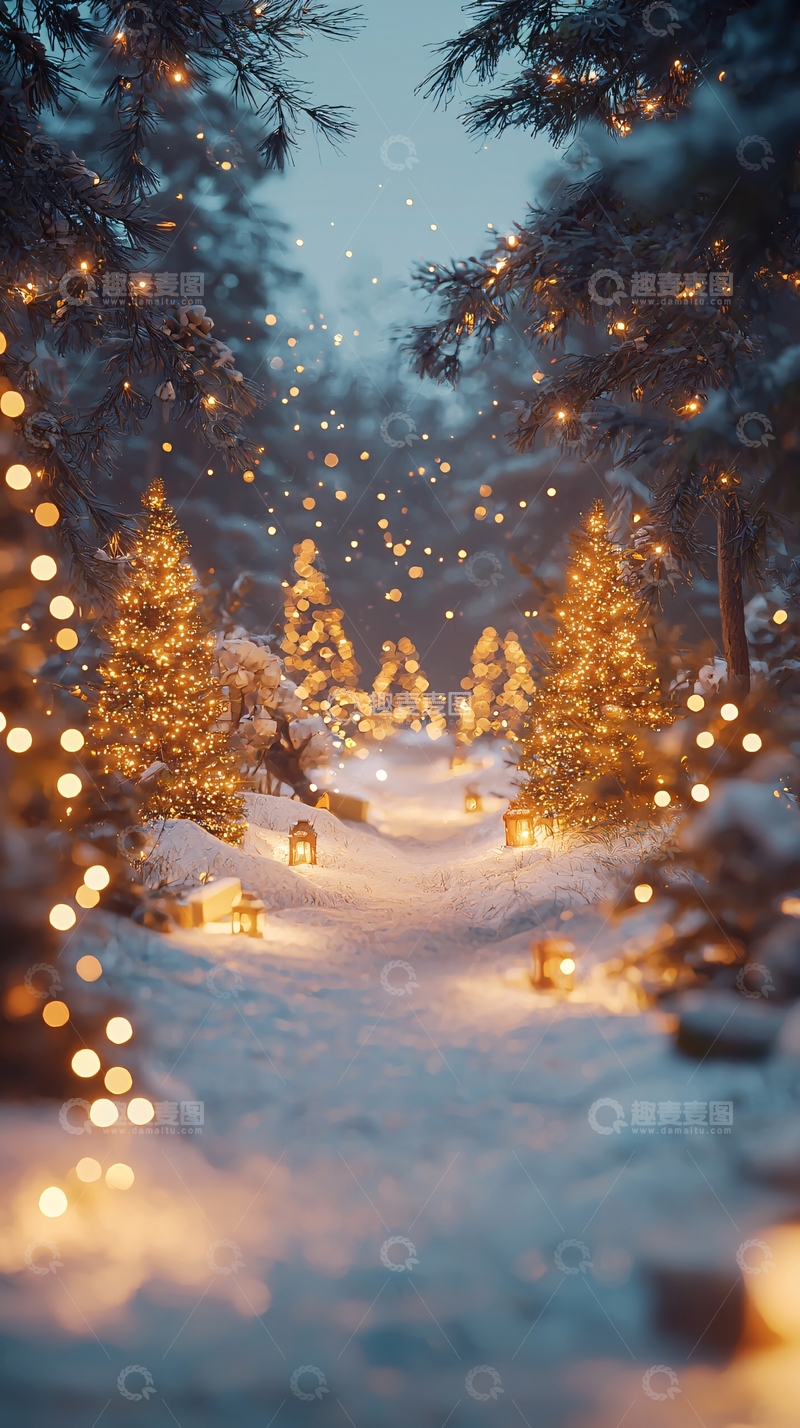 高清大图下载【趣麦麦图】冬日雪景森林小路