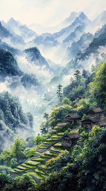 山村梯田云海仙境