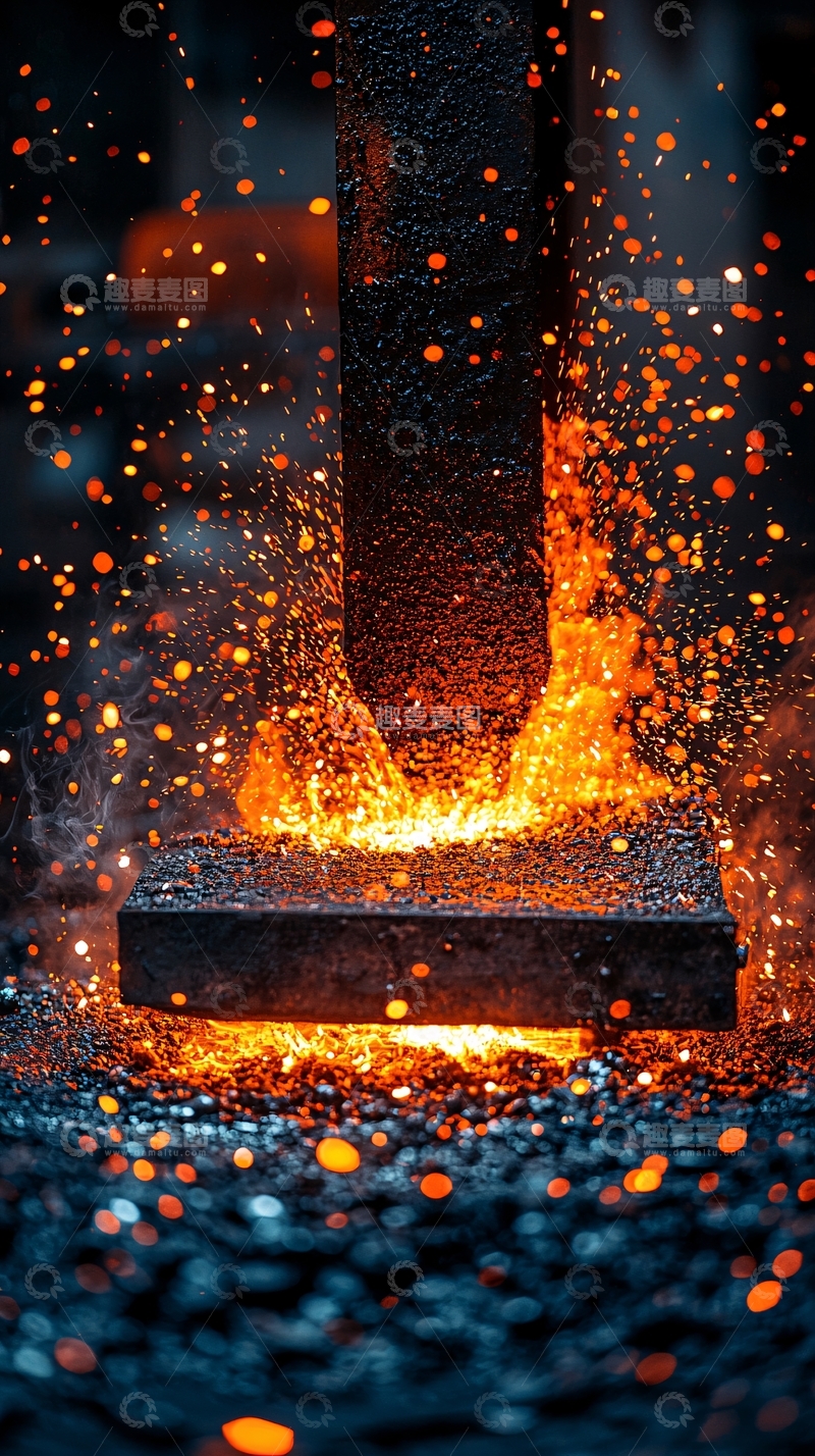 高清大图下载【趣麦麦图】金属锻造的火花四溅
