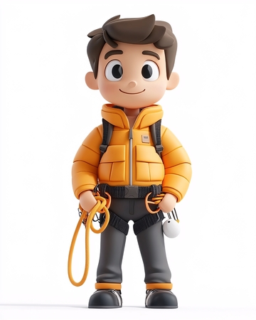 卡通攀岩男孩