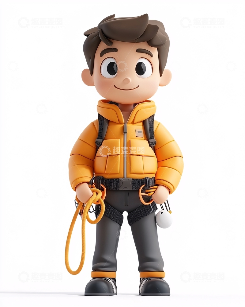 高清大图下载【趣麦麦图】卡通攀岩男孩