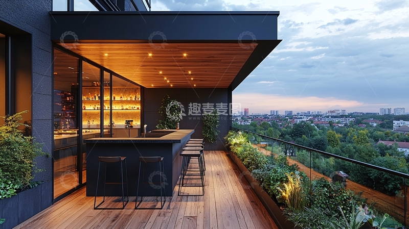 高清大图下载【趣麦麦图】现代风格屋顶露台