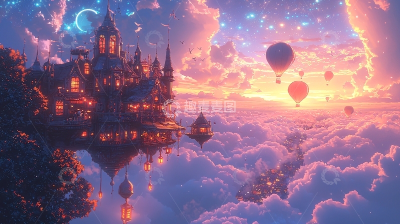 高清大图下载【趣麦麦图】云端城堡