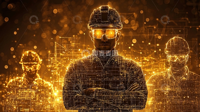 高清大图下载【趣麦麦图】金色粒子特效工程师