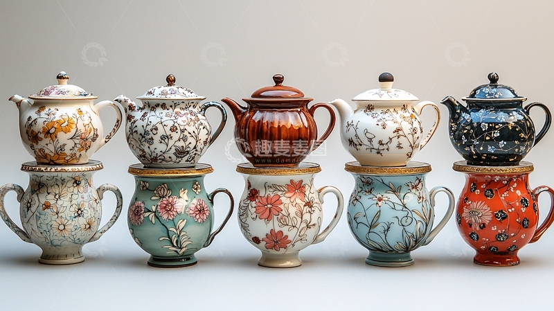 高清大图下载【趣麦麦图】手绘茶具套装