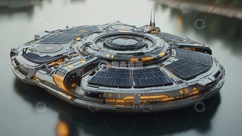 高清大图下载【趣麦麦图】未来科技水上飞船