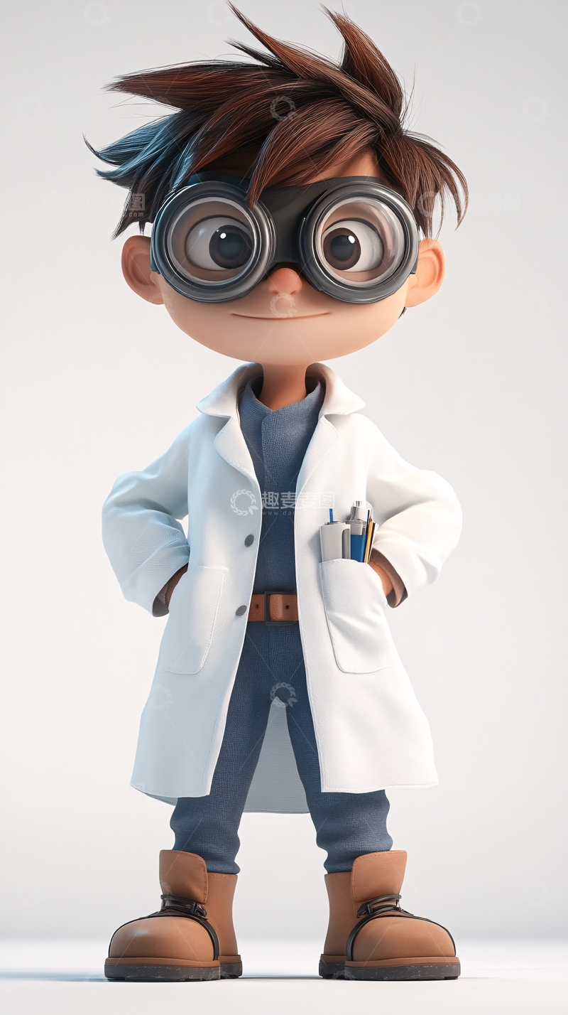 高清大图下载【趣麦麦图】可爱卡通小科学家