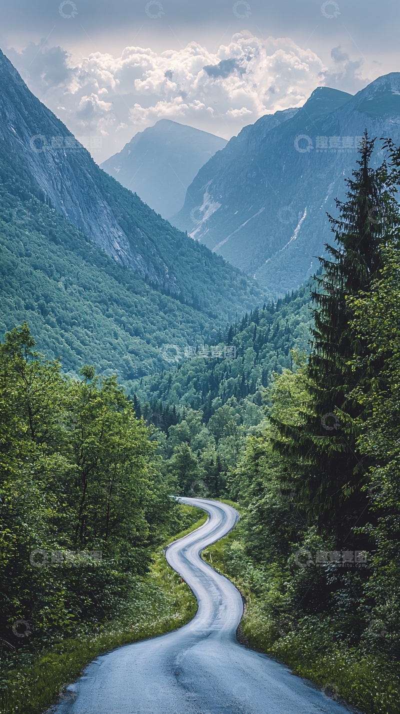 高清大图下载【趣麦麦图】山路蜿蜒通向远山
