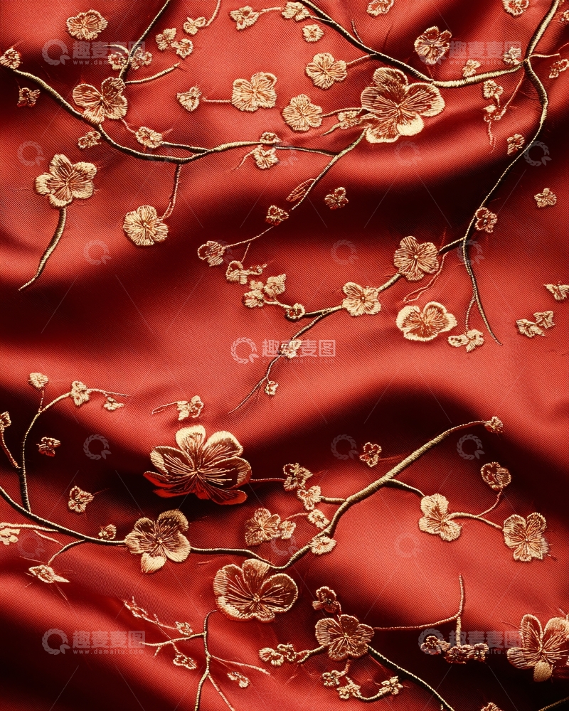 高清大图下载【趣麦麦图】红色丝绸布料