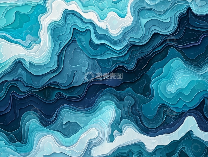 高清大图下载【趣麦麦图】抽象蓝色水波纹背景