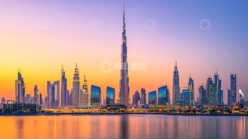 高清大图下载【趣麦麦图】-迪拜日落城市天际线