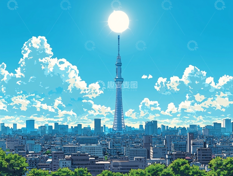 高清大图下载【趣麦麦图】晴空下的东京晴空塔