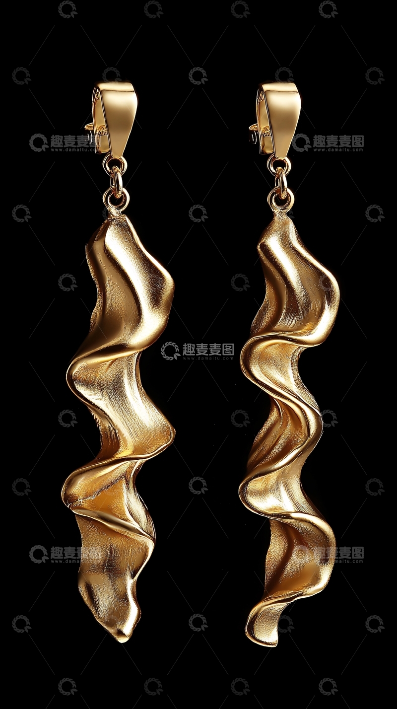 高清大图下载【趣麦麦图】金色螺旋耳环