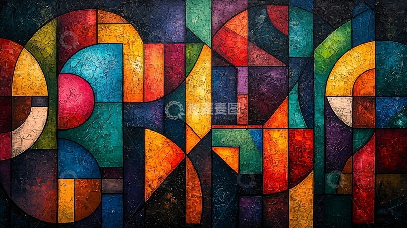 高清大图下载【趣麦麦图】抽象几何彩色画