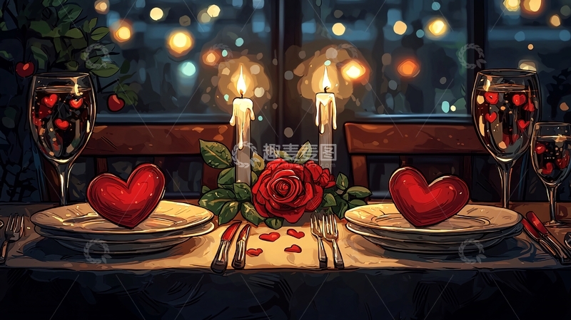 高清大图下载【趣麦麦图】浪漫烛光晚餐