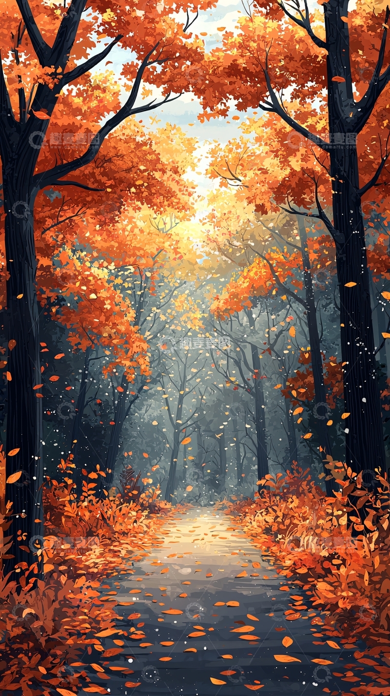 高清大图下载【趣麦麦图】秋日森林小路