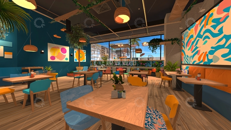 高清大图下载【趣麦麦图】热带风情餐厅室内设计