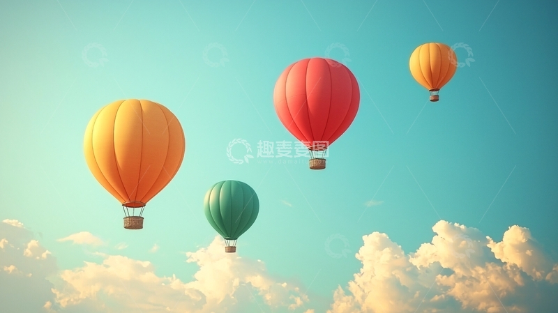 高清大图下载【趣麦麦图】彩色热气球