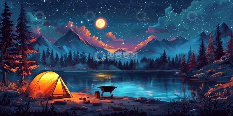 高清大图下载【趣麦麦图】星空下的营地