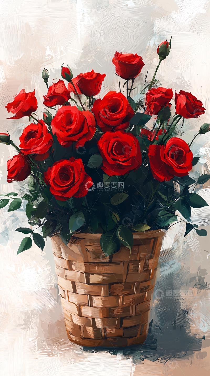 高清大图下载【趣麦麦图】红玫瑰花束花篮