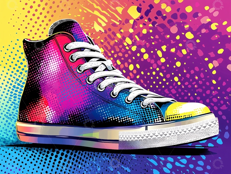 高清大图下载【趣麦麦图】炫彩高帮帆布鞋