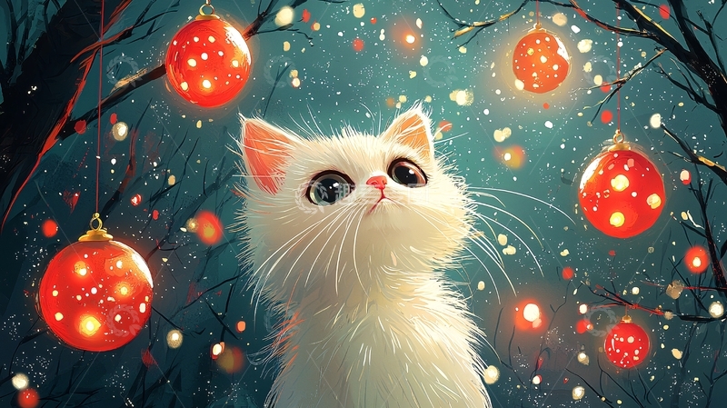 高清大图下载【趣麦麦图】圣诞节小猫
