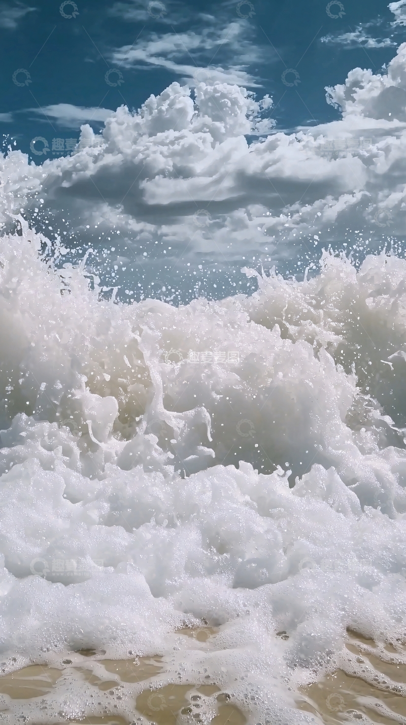 高清大图下载【趣麦麦图】海浪拍打沙滩