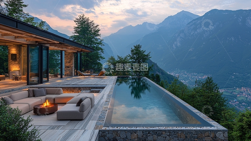 高清大图下载【趣麦麦图】豪华泳池别墅