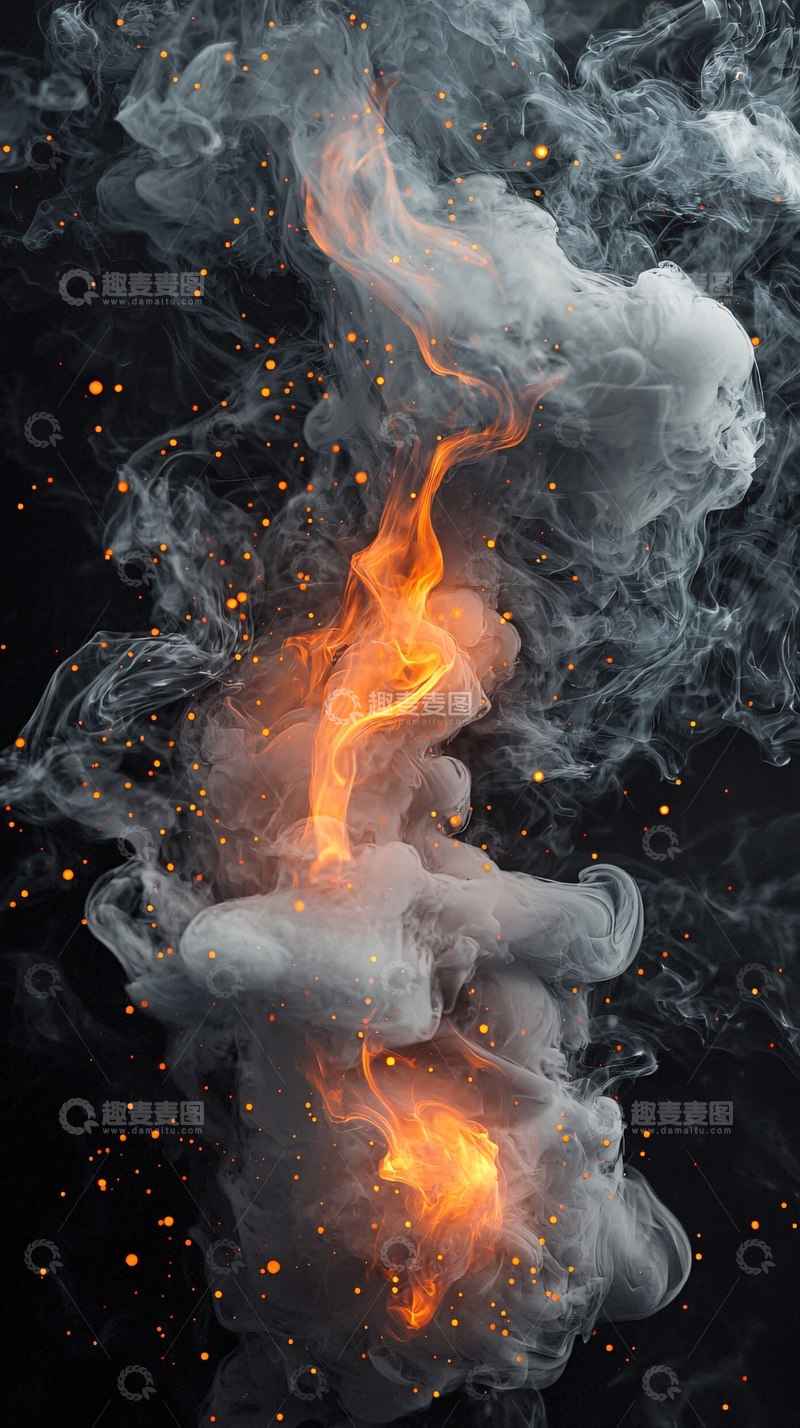 高清大图下载【趣麦麦图】火焰与烟雾交织的艺术效果