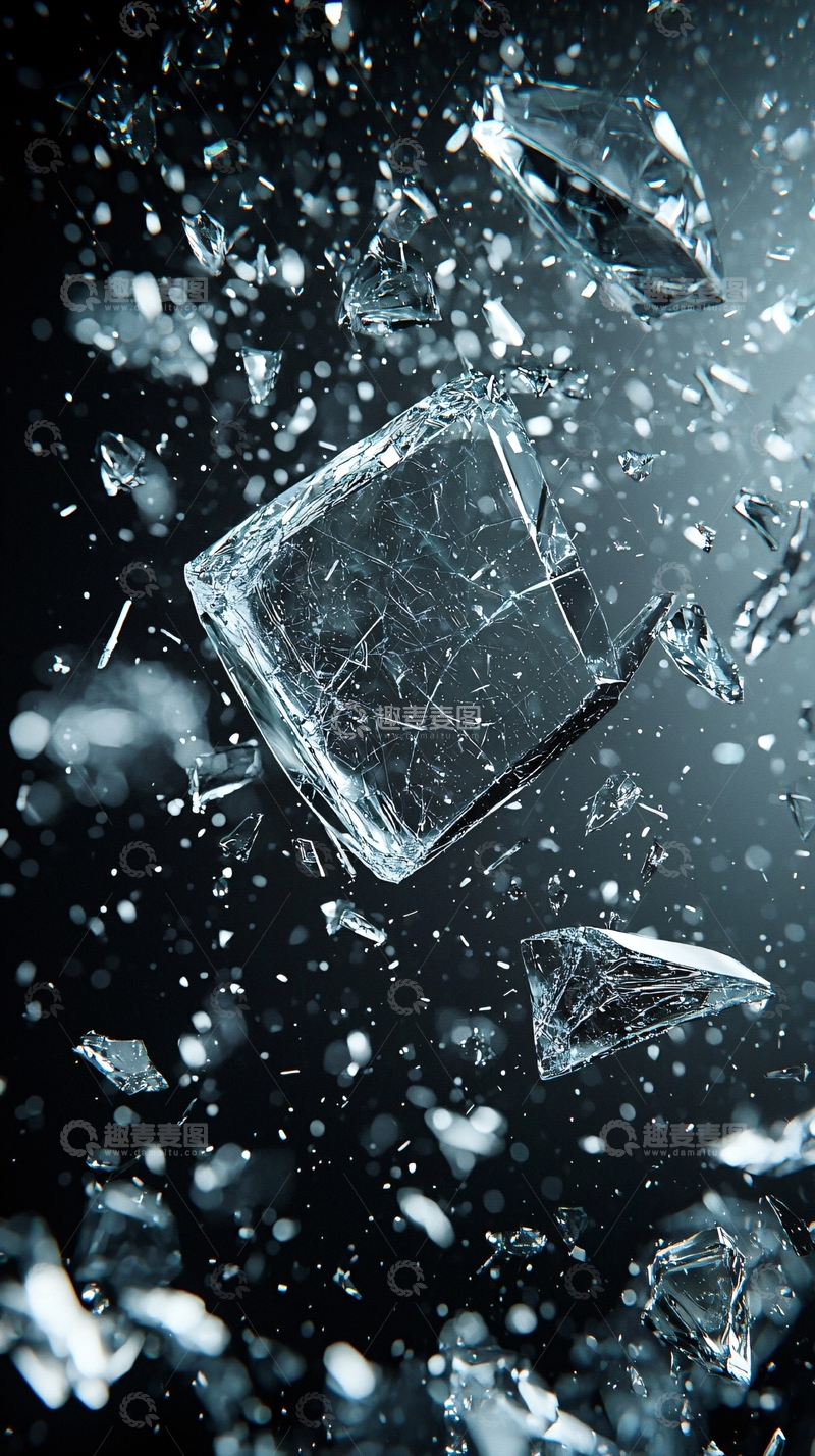 高清大图下载【趣麦麦图】冰块破碎飞溅