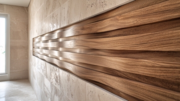 木质波浪形墙面装饰
