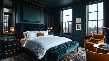 深绿色系奢华酒店卧室