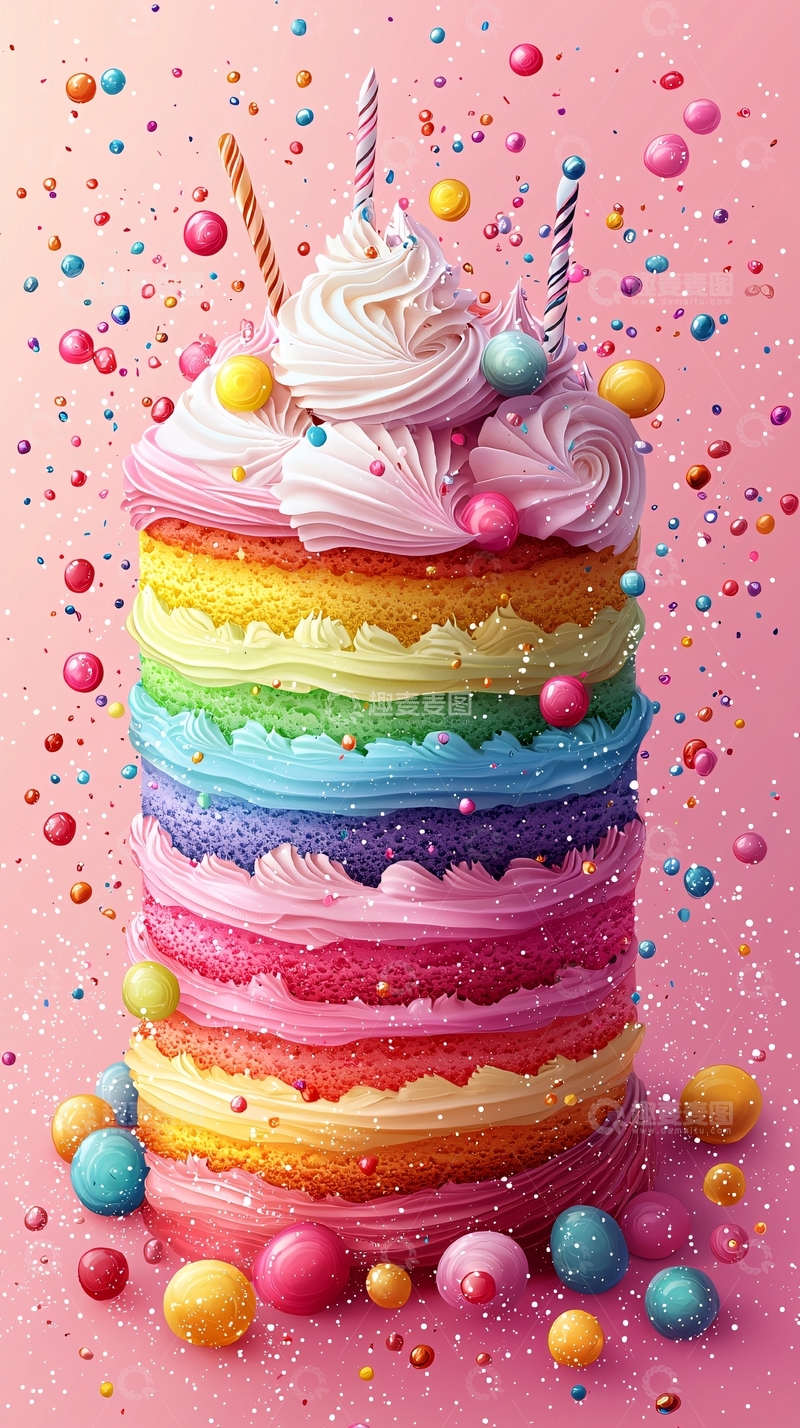 高清大图下载【趣麦麦图】彩虹蛋糕