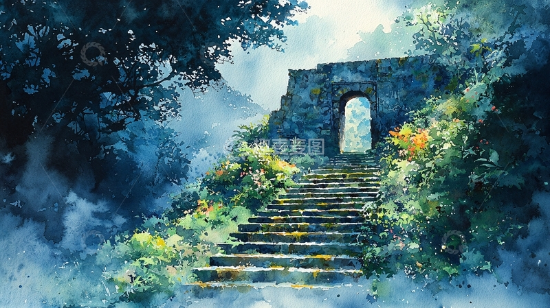 高清大图下载【趣麦麦图】通往神秘之门的石阶