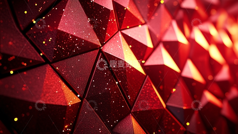 高清大图下载【趣麦麦图】红色几何三角形背景