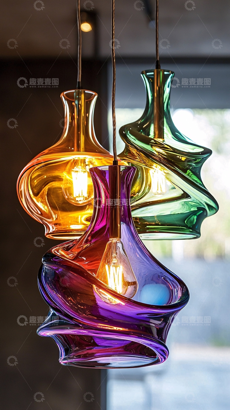 高清大图下载【趣麦麦图】彩色玻璃吊灯