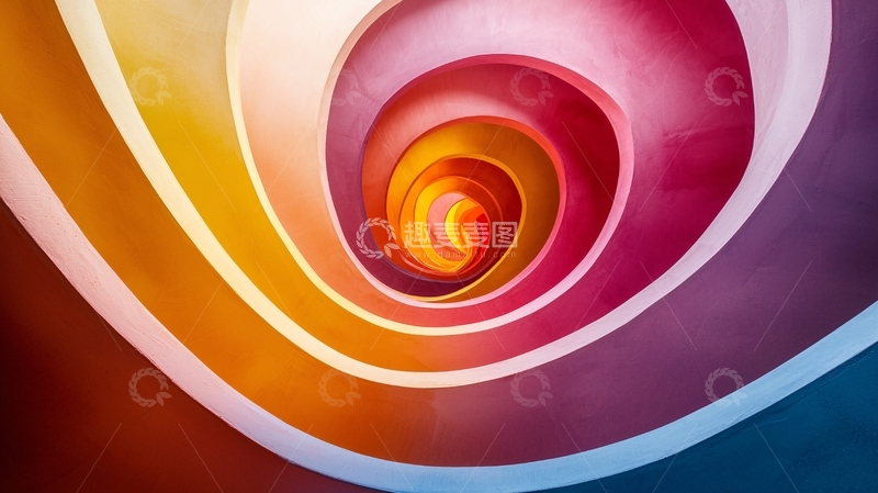 高清大图下载【趣麦麦图】彩色旋转楼梯