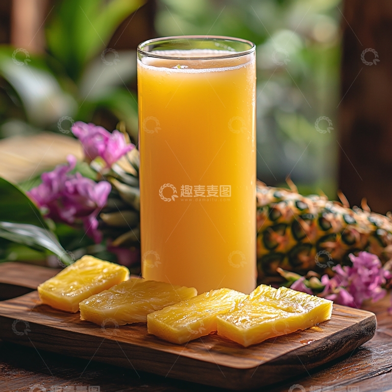 高清大图下载【趣麦麦图】一杯新鲜菠萝汁