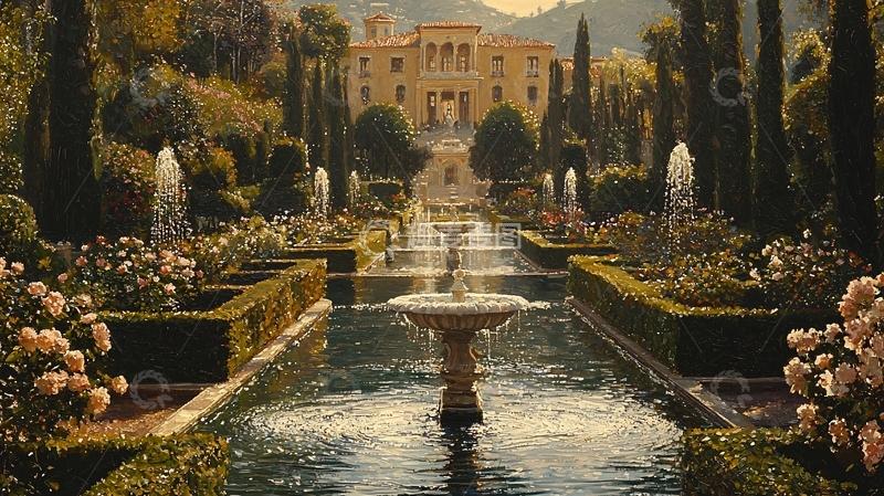 高清大图下载【趣麦麦图】意大利庄园花园
