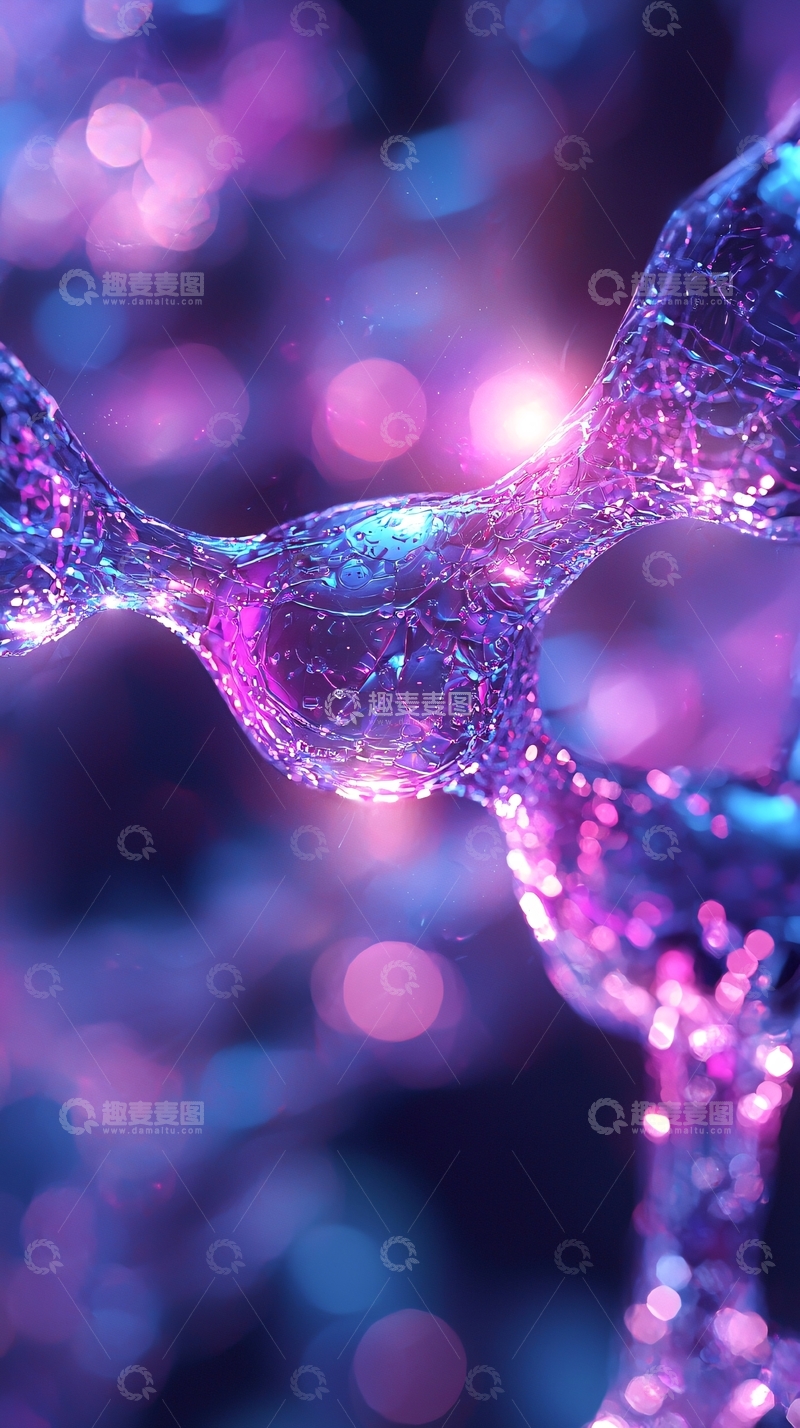 高清大图下载【趣麦麦图】抽象的紫色发光连接结构