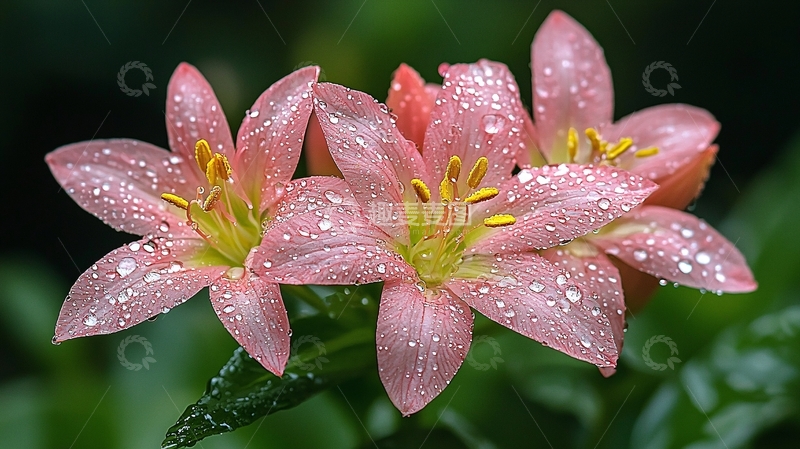 高清大图下载【趣麦麦图】雨后粉红百合花