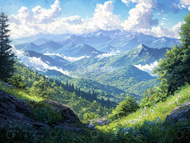 高清大图下载【趣麦麦图】山峦叠嶂的壮丽风景